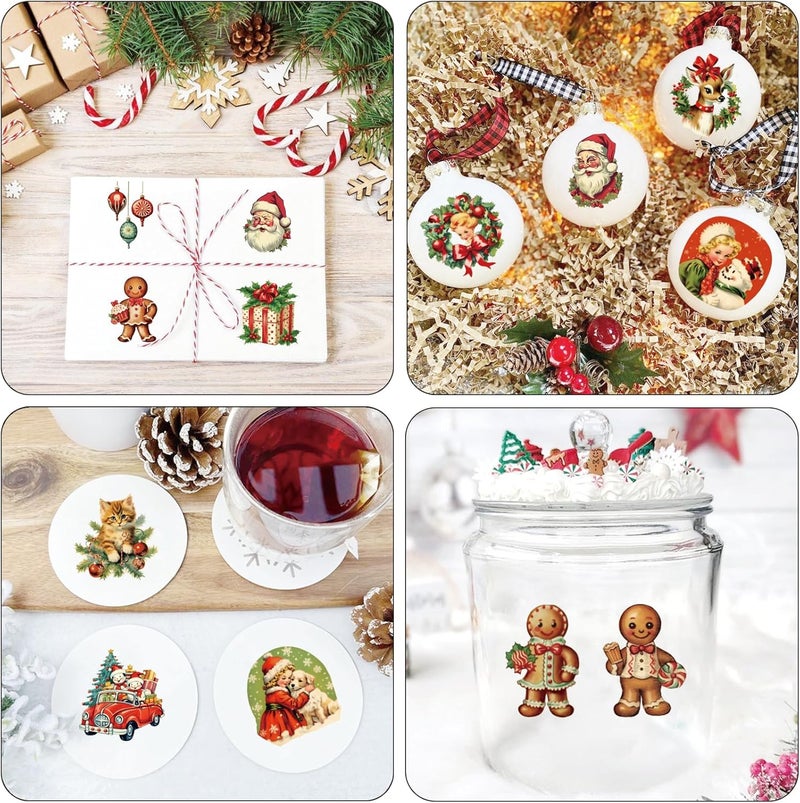 yhslmh Christmas Transfers for Crafts Rub On Stickers Vintage Christmas Decals Rub On Transfer for Wood Ornaments Crafting Glass Ball Furniture Canvas Fabric Project (Santa80) - Image 3